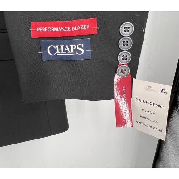 Chaps MENS SIZE 46R Black Performance Series Stretch Single Breast Two Button - Picture 5 of 12